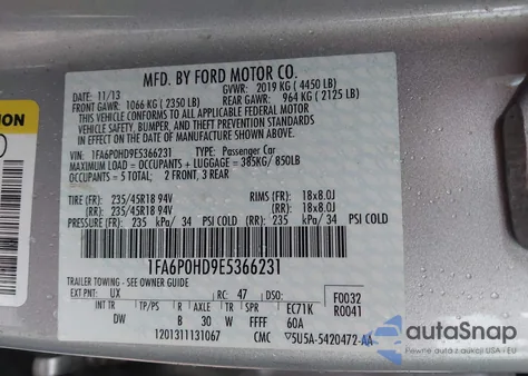 2014 Ford Fusion Se from USA, damaged, VIN 1FA6P0HD9E5366231